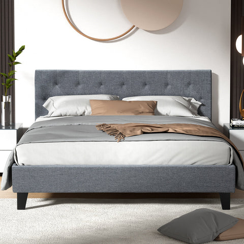 Artiss Bed Frame Queen Size Grey VANKE Chez Guru