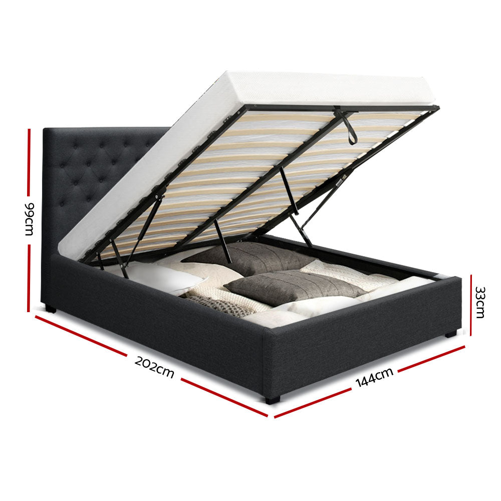 Artiss Bed Frame Double Size Gas Lift Charcoal VILA Chez Guru