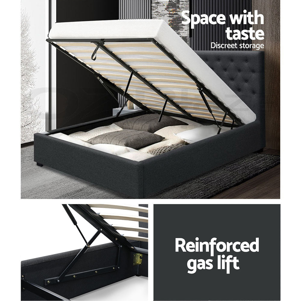 Artiss Bed Frame Double Size Gas Lift Charcoal VILA Chez Guru