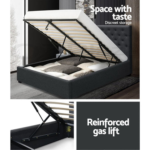 Artiss Bed Frame Double Size Gas Lift Charcoal VILA Chez Guru
