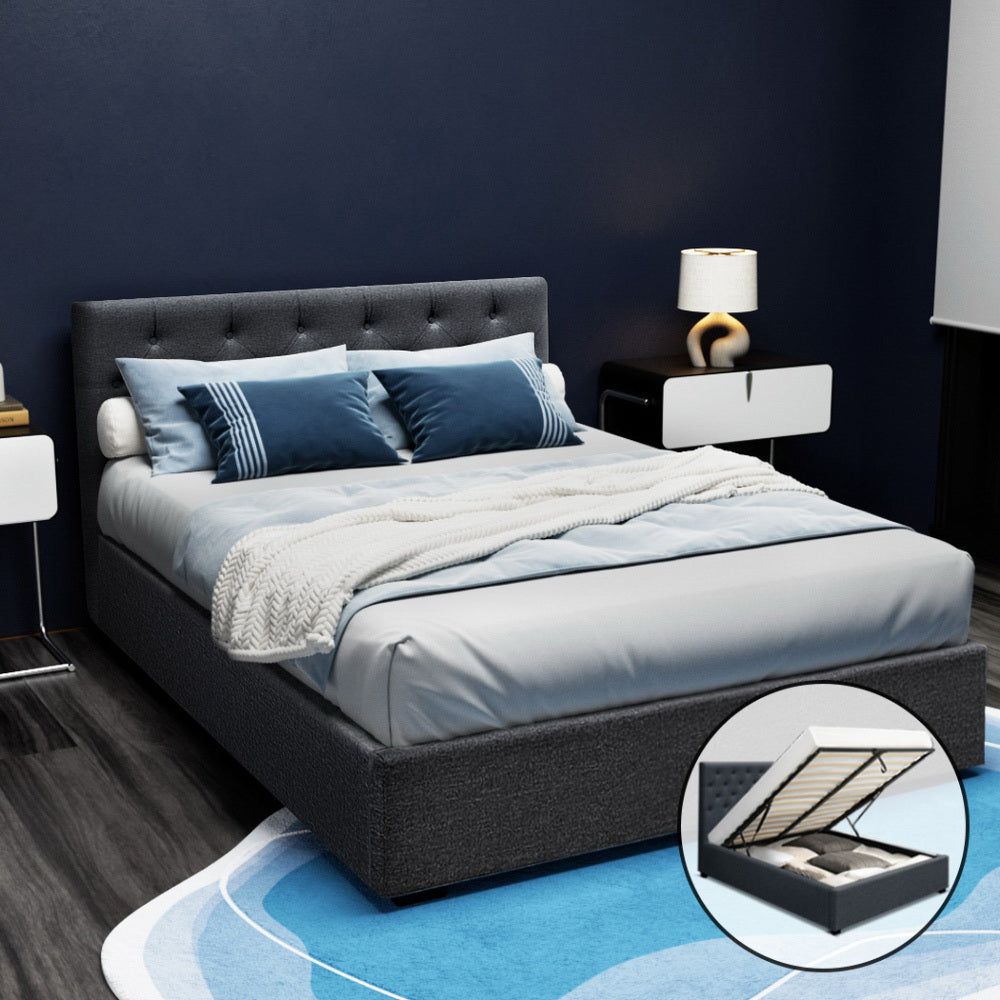 Artiss Bed Frame Double Size Gas Lift Charcoal VILA Chez Guru
