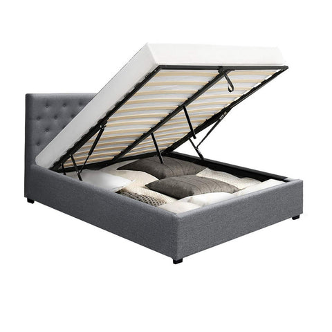 Artiss Bed Frame Double Size Gas Lift Grey VILA Chez Guru