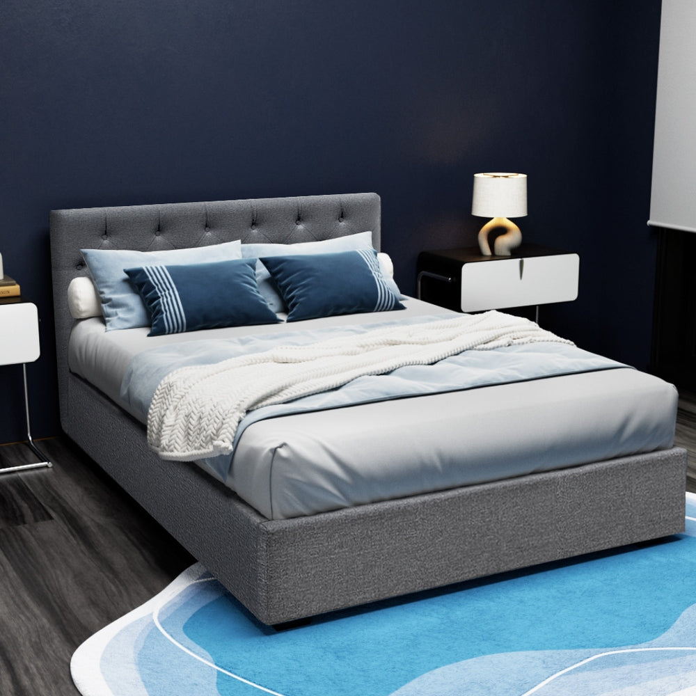 Artiss Bed Frame Double Size Gas Lift Grey VILA Chez Guru