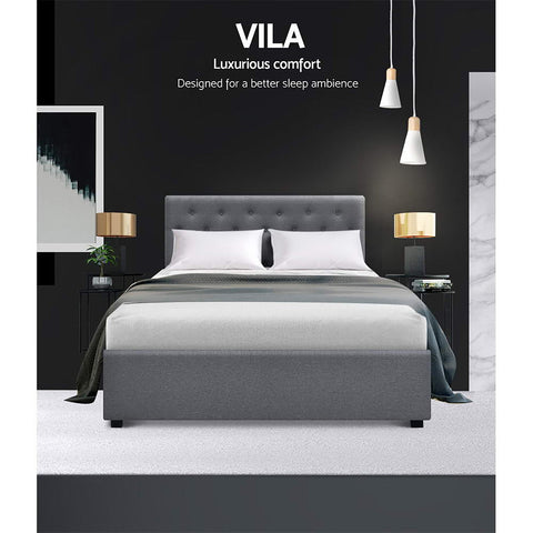 Artiss Bed Frame Double Size Gas Lift Grey VILA Chez Guru