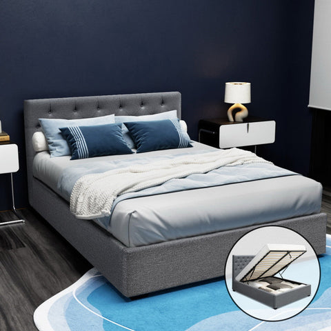 Artiss Bed Frame Double Size Gas Lift Grey VILA Chez Guru