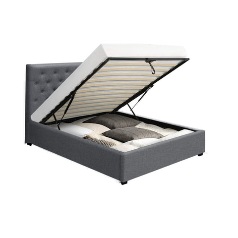 Artiss Bed Frame King Single Size Gas Lift Grey VILA Chez Guru