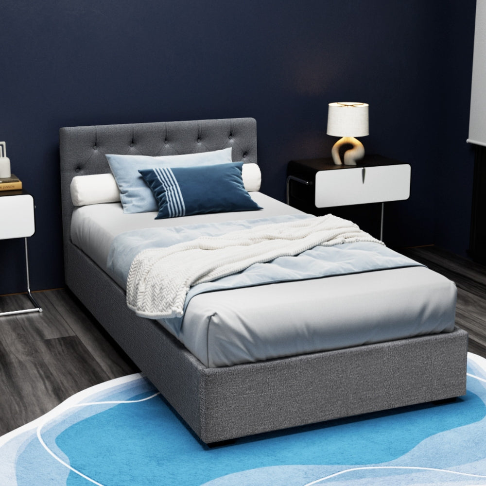 Artiss Bed Frame King Single Size Gas Lift Grey VILA Chez Guru