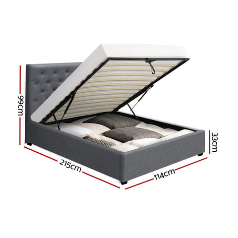 Artiss Bed Frame King Single Size Gas Lift Grey VILA Chez Guru