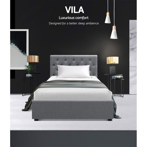Artiss Bed Frame King Single Size Gas Lift Grey VILA Chez Guru