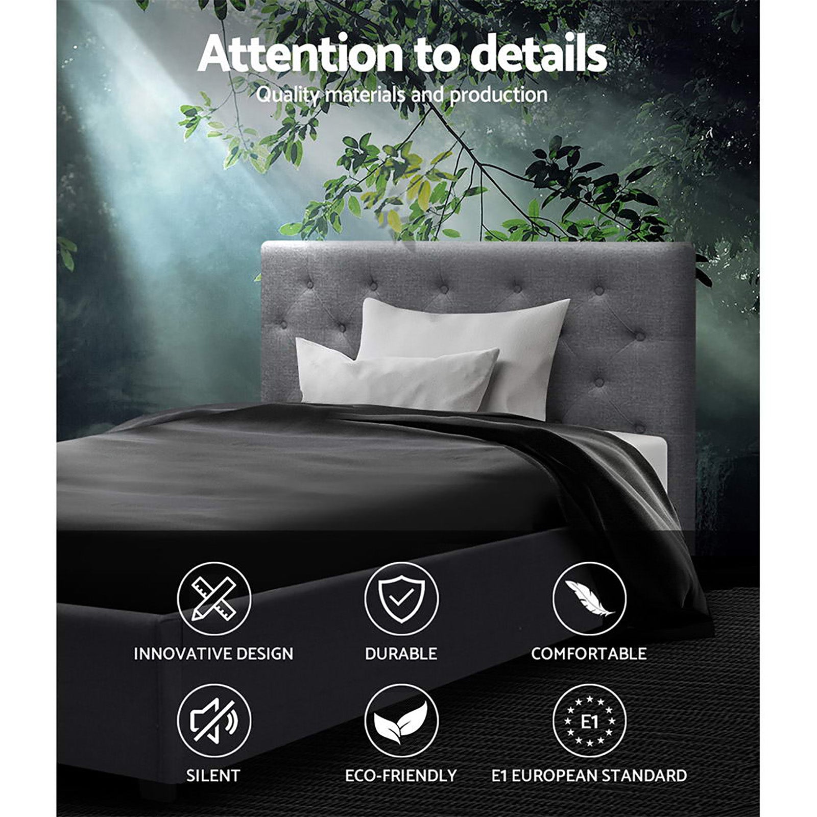 Artiss Bed Frame King Single Size Gas Lift Grey VILA Chez Guru