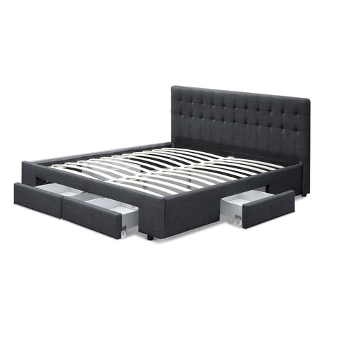 Artiss Bed Frame King Size with 4 Drawers Charcoal AVIO Chez Guru