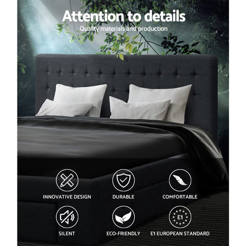 Artiss Bed Frame King Size with 4 Drawers Charcoal AVIO Chez Guru