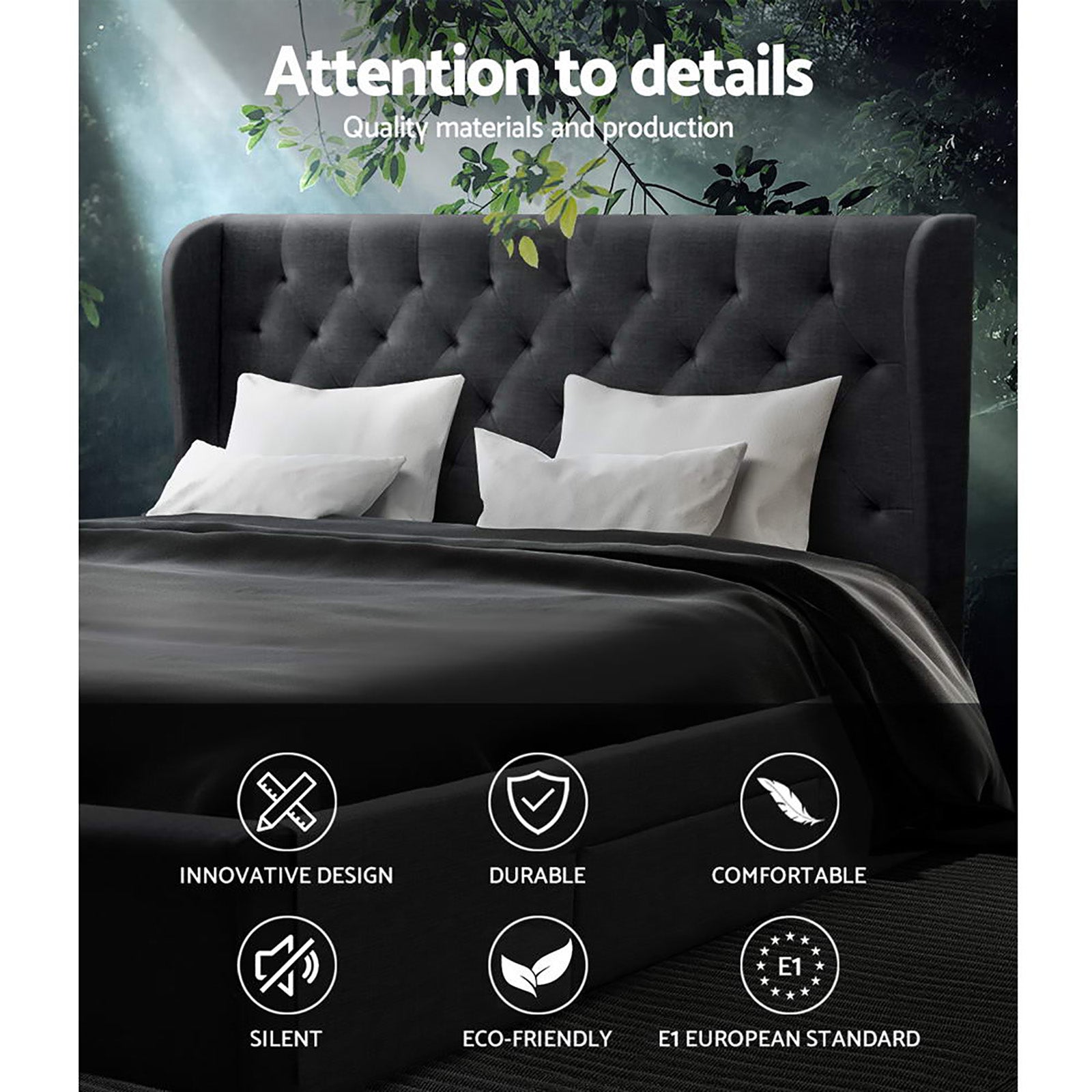 Artiss Bed Frame King Size with 4 Drawers Charcoal MILA Chez Guru