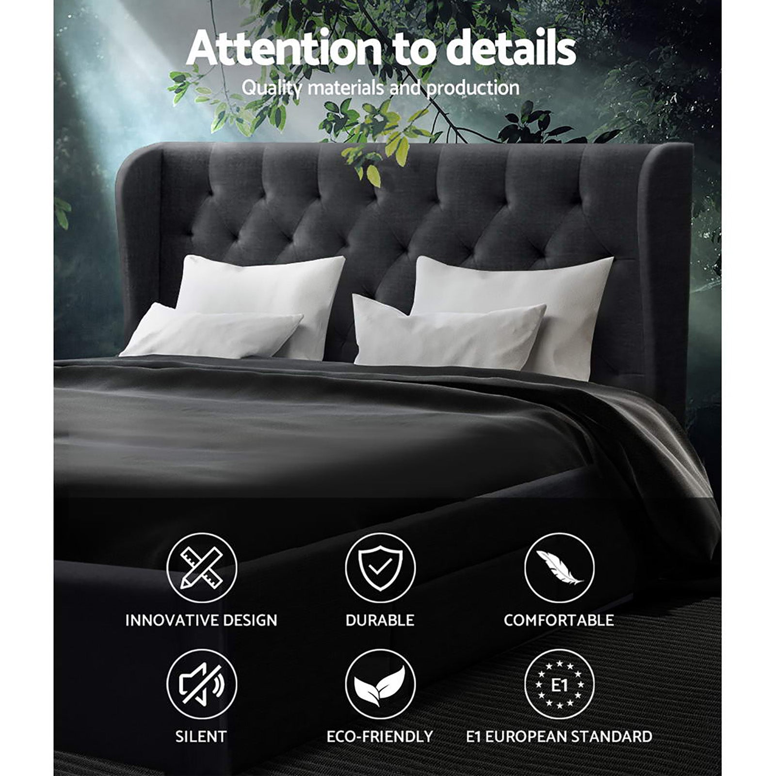 Artiss Bed Frame Queen Size with 4 Drawers Charcoal MILA Chez Guru