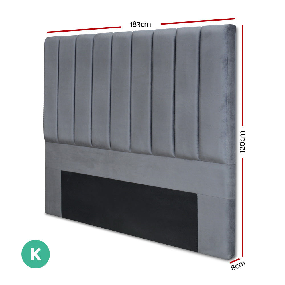 Artiss Bed Head Headboard King Velvet - VELA Grey Chez Guru