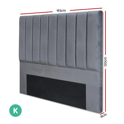 Artiss Bed Head Headboard King Velvet - VELA Grey Chez Guru