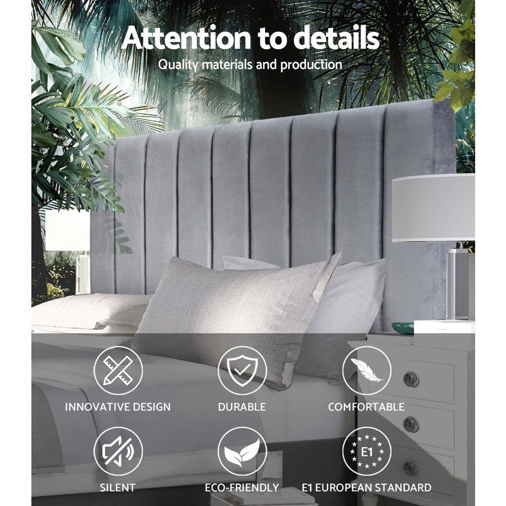Artiss Bed Head Headboard King Velvet - VELA Grey Chez Guru