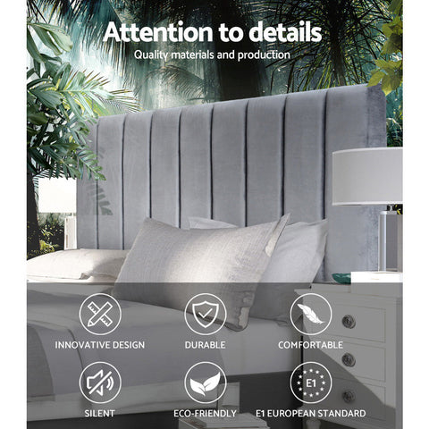 Artiss Bed Head Headboard King Velvet - VELA Grey Chez Guru