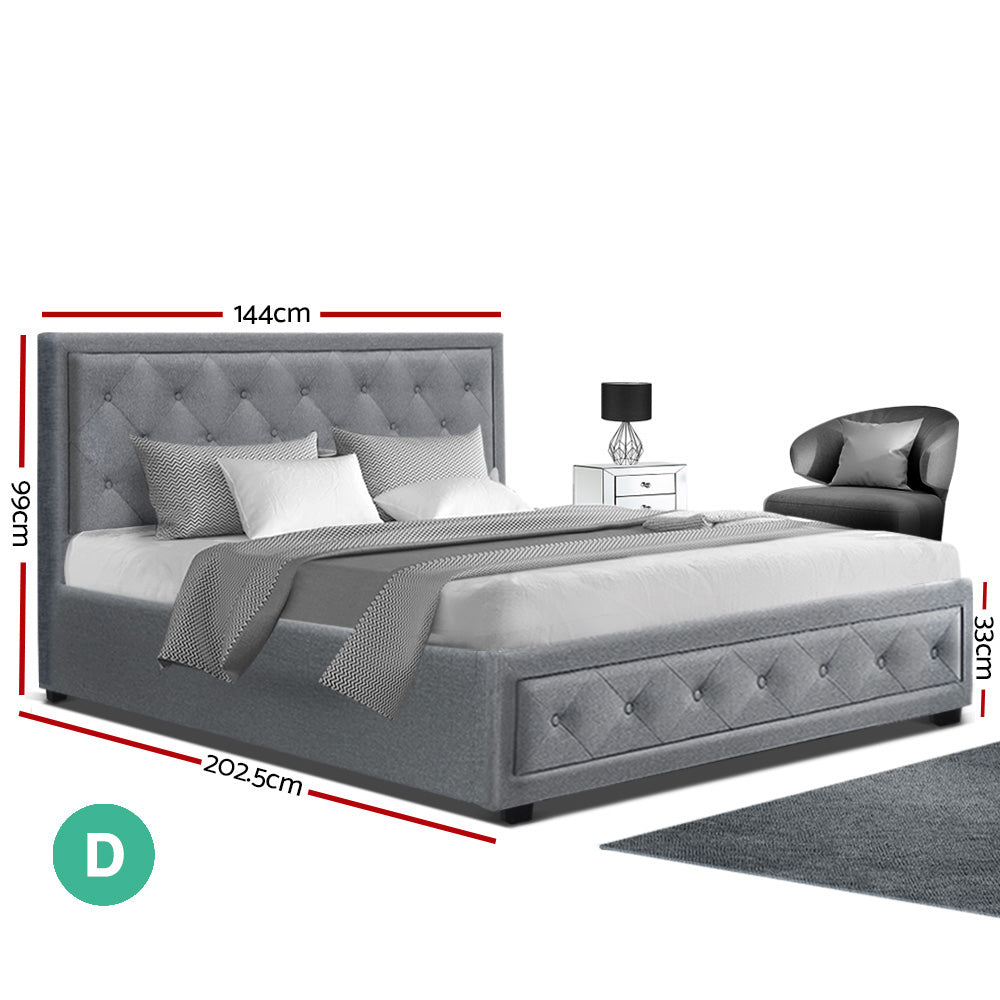 Artiss Bed Frame Double Size Gas Lift Grey TIYO Chez Guru