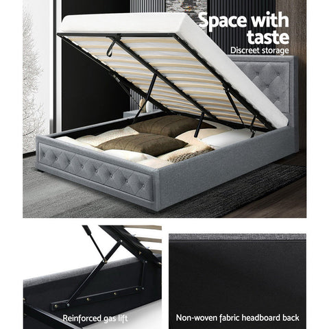 Artiss Bed Frame Double Size Gas Lift Grey TIYO Chez Guru