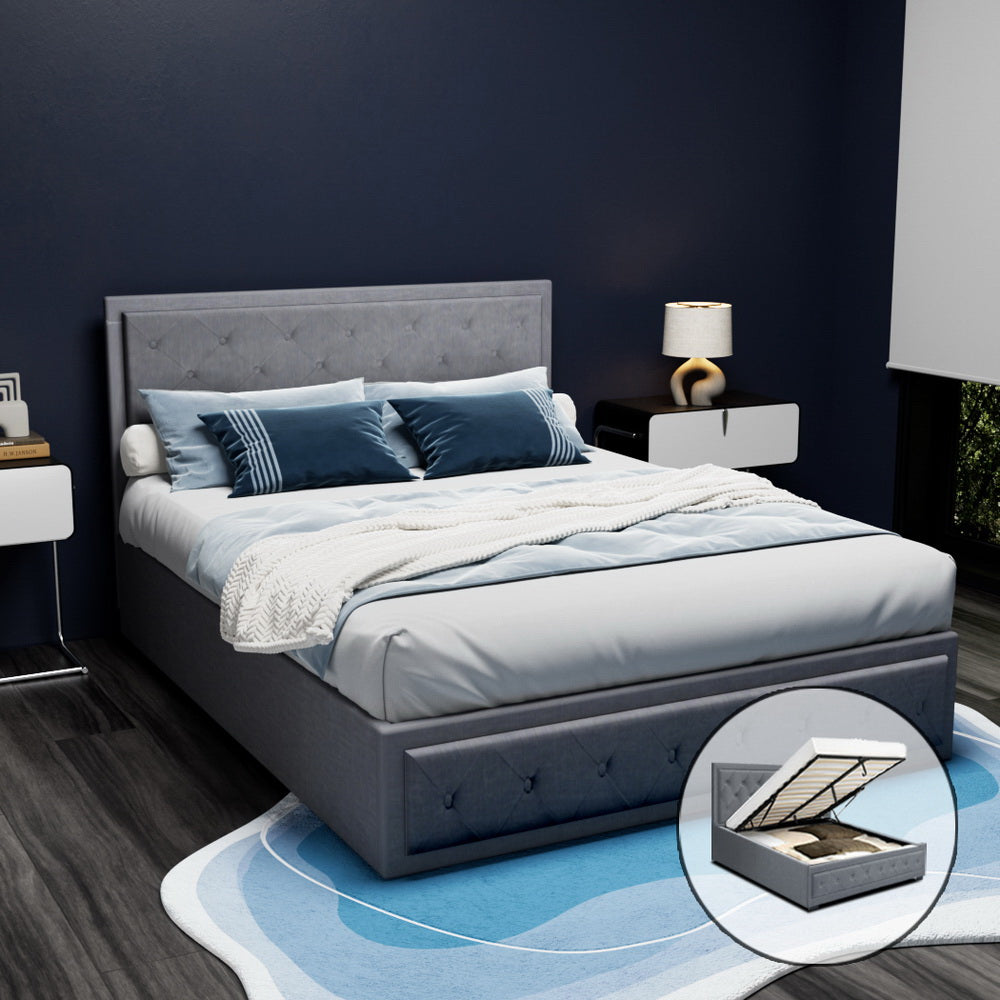 Artiss Bed Frame Double Size Gas Lift Grey TIYO Chez Guru