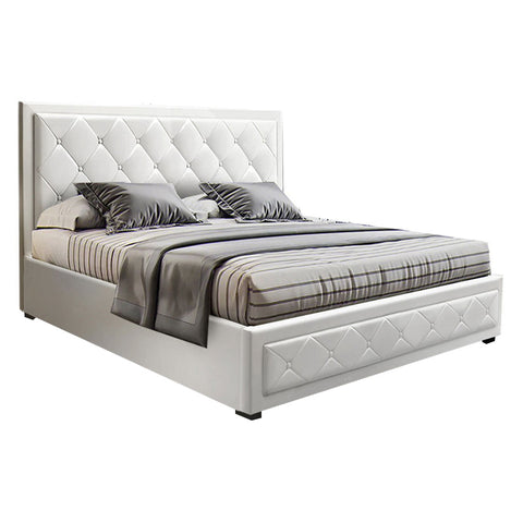 Artiss Bed Frame Double Size Gas Lift White TIYO Chez Guru