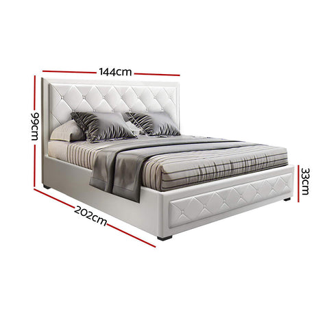 Artiss Bed Frame Double Size Gas Lift White TIYO Chez Guru