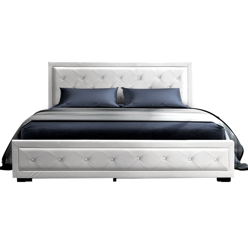 Artiss Bed Frame Double Size Gas Lift White TIYO Chez Guru