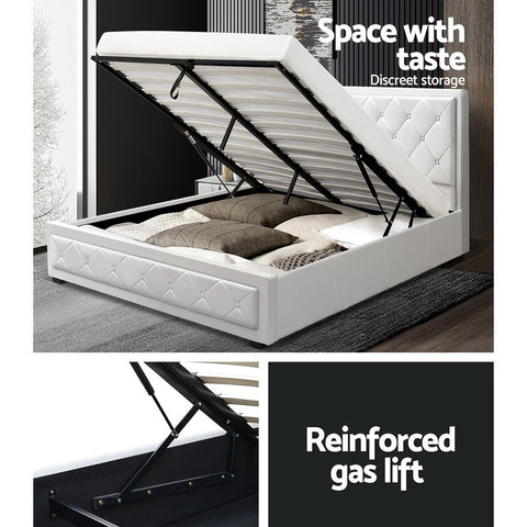 Artiss Bed Frame Double Size Gas Lift White TIYO Chez Guru