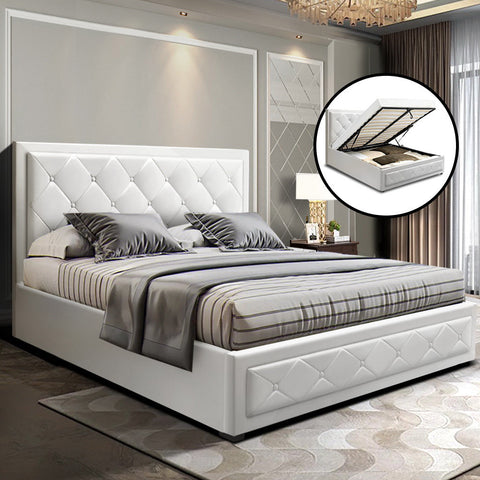 Artiss Bed Frame Double Size Gas Lift White TIYO Chez Guru