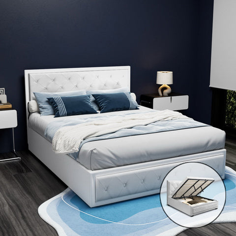 Artiss Bed Frame Double Size Gas Lift White TIYO Chez Guru