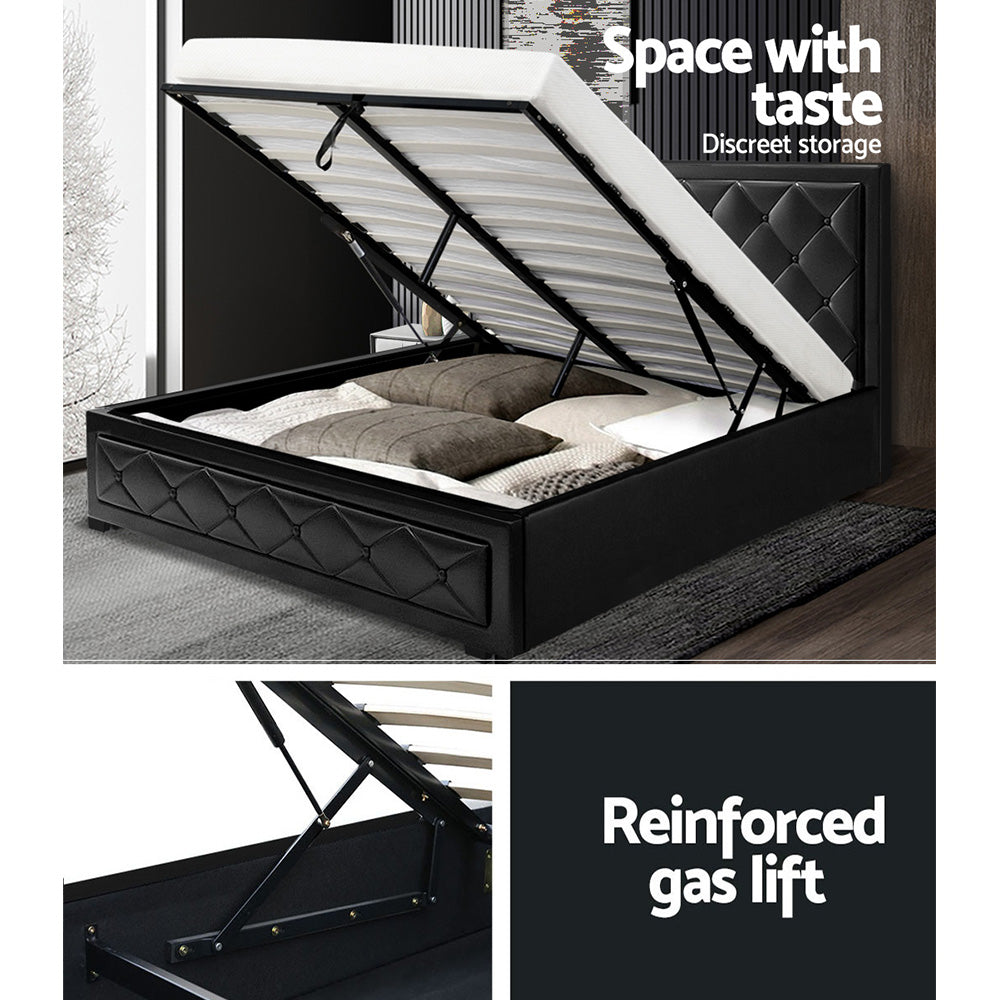 Artiss Bed Frame Double Size Gas Lift Black TIYO Chez Guru