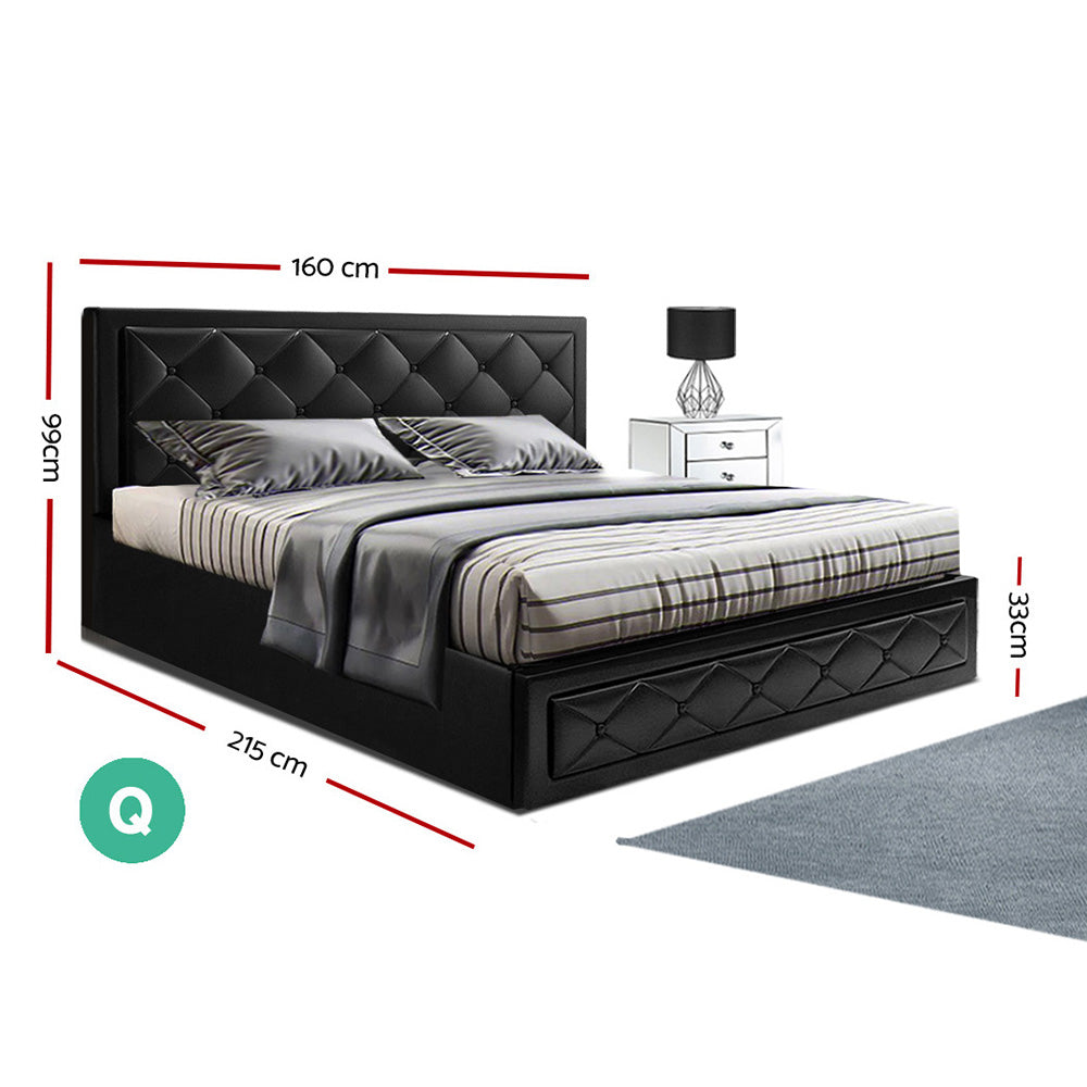 Artiss Bed Frame Queen Size Gas Lift Black TIYO Chez Guru
