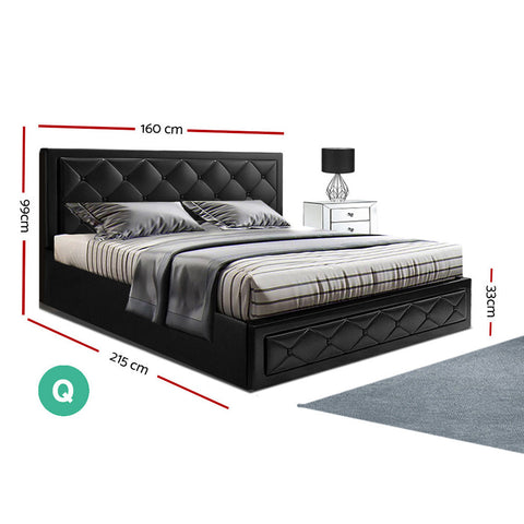 Artiss Bed Frame Queen Size Gas Lift Black TIYO Chez Guru
