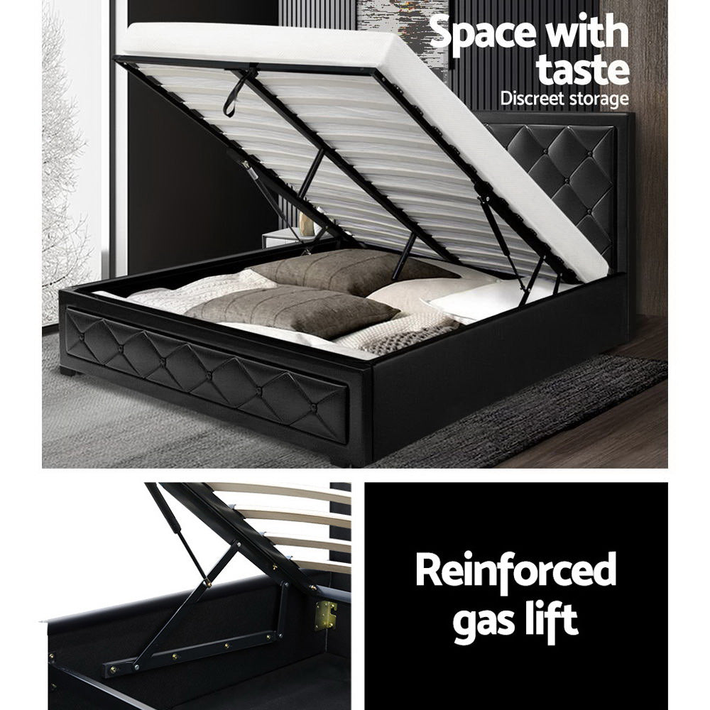 Artiss Bed Frame Queen Size Gas Lift Black TIYO Chez Guru