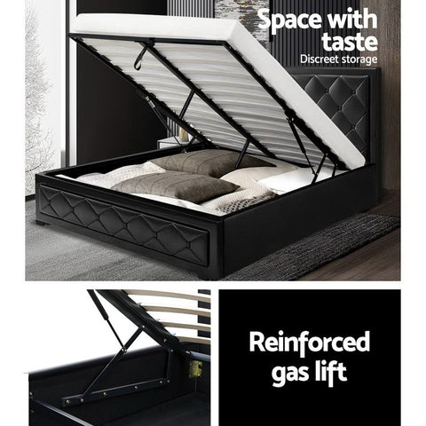Artiss Bed Frame Queen Size Gas Lift Black TIYO Chez Guru