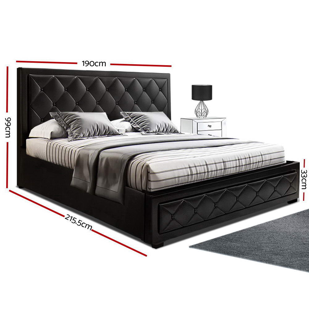 Artiss Bed Frame King Size Gas Lift Black TIYO Chez Guru
