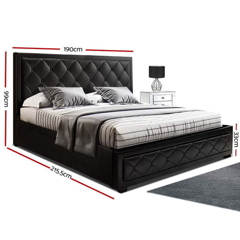 Artiss Bed Frame King Size Gas Lift Black TIYO Chez Guru