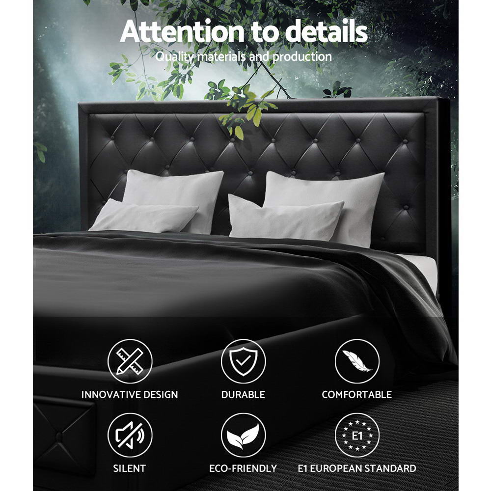 Artiss Bed Frame King Size Gas Lift Black TIYO Chez Guru