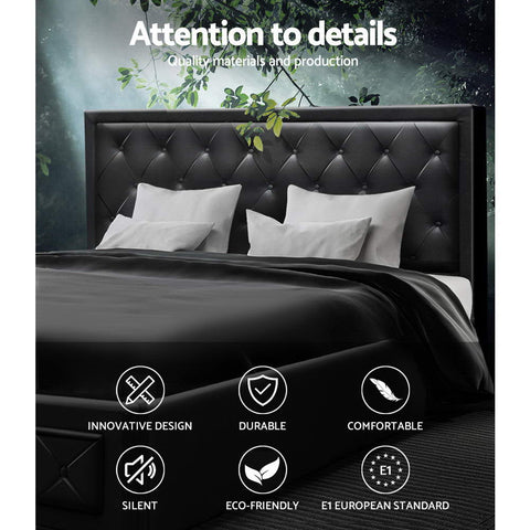 Artiss Bed Frame King Size Gas Lift Black TIYO Chez Guru