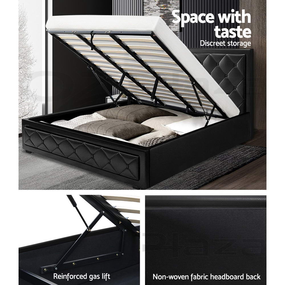 Artiss Bed Frame King Size Gas Lift Black TIYO Chez Guru