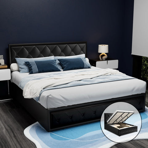 Artiss Bed Frame King Size Gas Lift Black TIYO Chez Guru