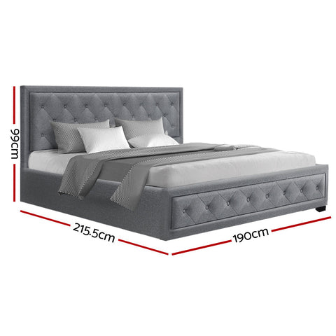 Artiss Bed Frame King Size Gas Lift Grey TIYO Chez Guru