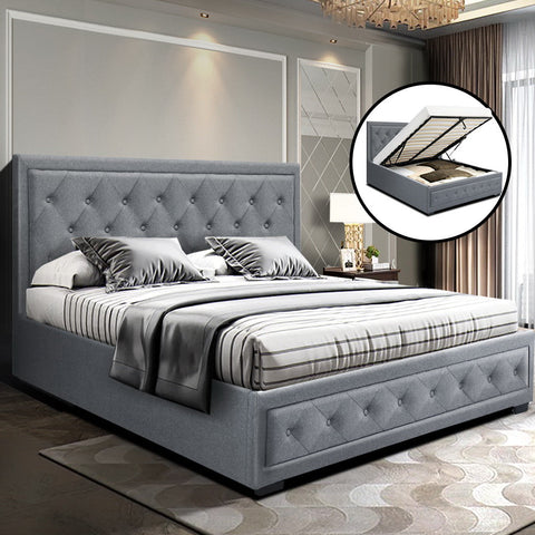Artiss Bed Frame King Size Gas Lift Grey TIYO Chez Guru