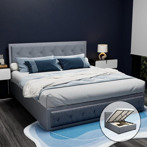 Artiss Bed Frame King Size Gas Lift Grey TIYO Chez Guru