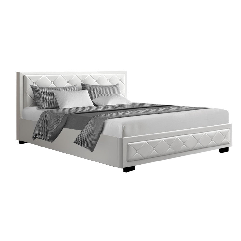 Artiss Bed Frame King Size Gas Lift White TIYO Chez Guru