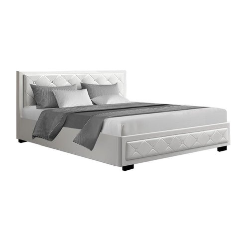 Artiss Bed Frame King Size Gas Lift White TIYO Chez Guru