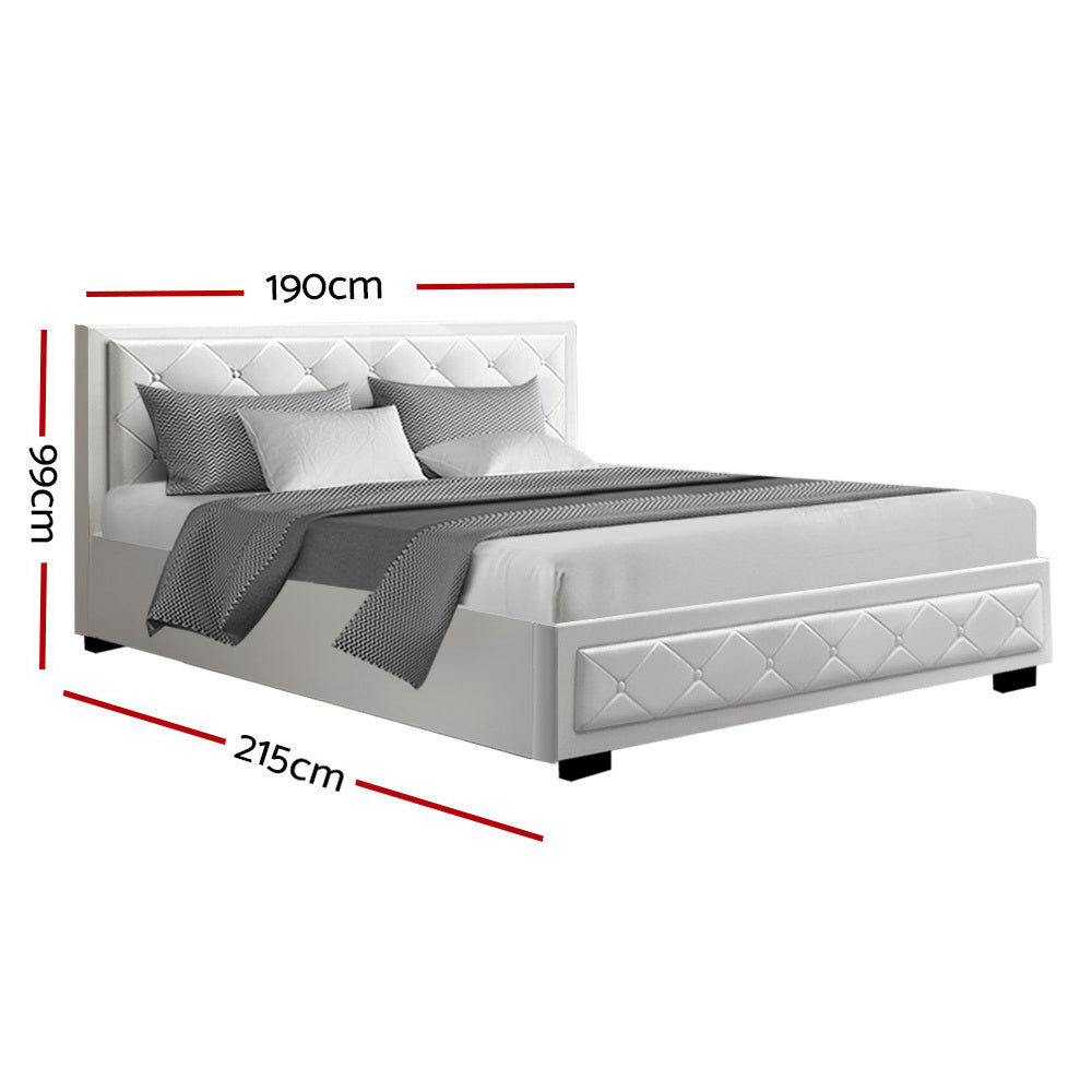Artiss Bed Frame King Size Gas Lift White TIYO Chez Guru