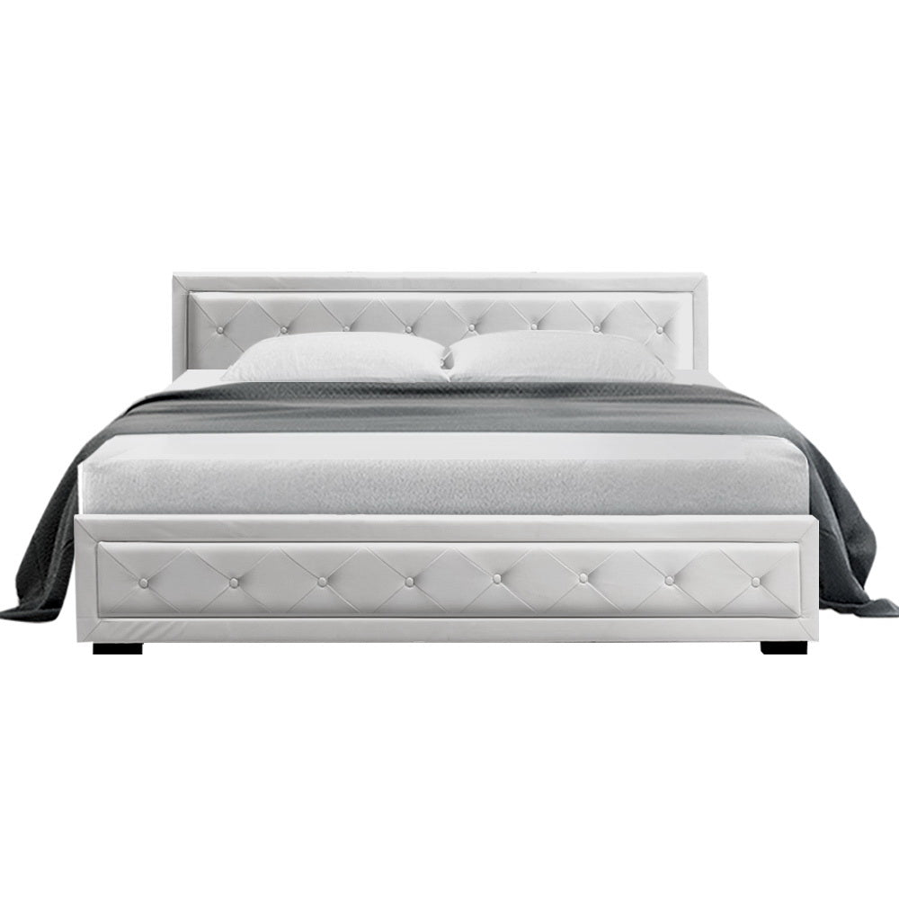 Artiss Bed Frame King Size Gas Lift White TIYO Chez Guru