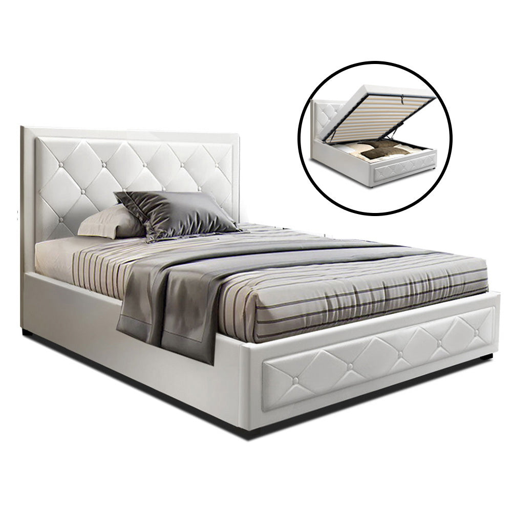 Artiss Bed Frame King Single Size Gas Lift White TIYO Chez Guru